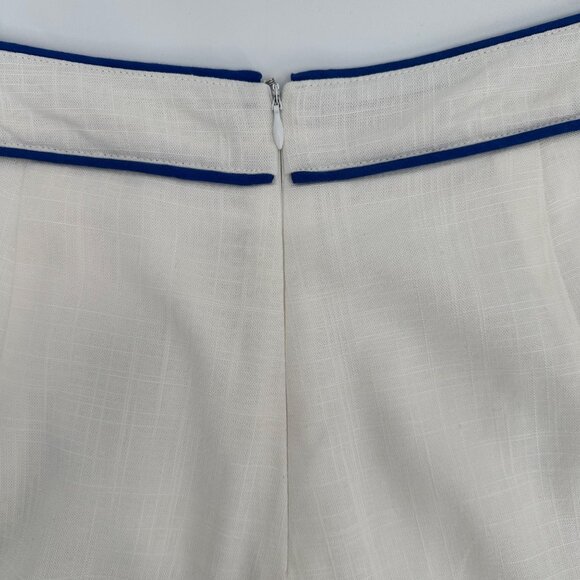 Lalavon Womens Viscose Linen Blend White & Blue Embroidered Wide-Leg Pants S - Picture 6 of 10
